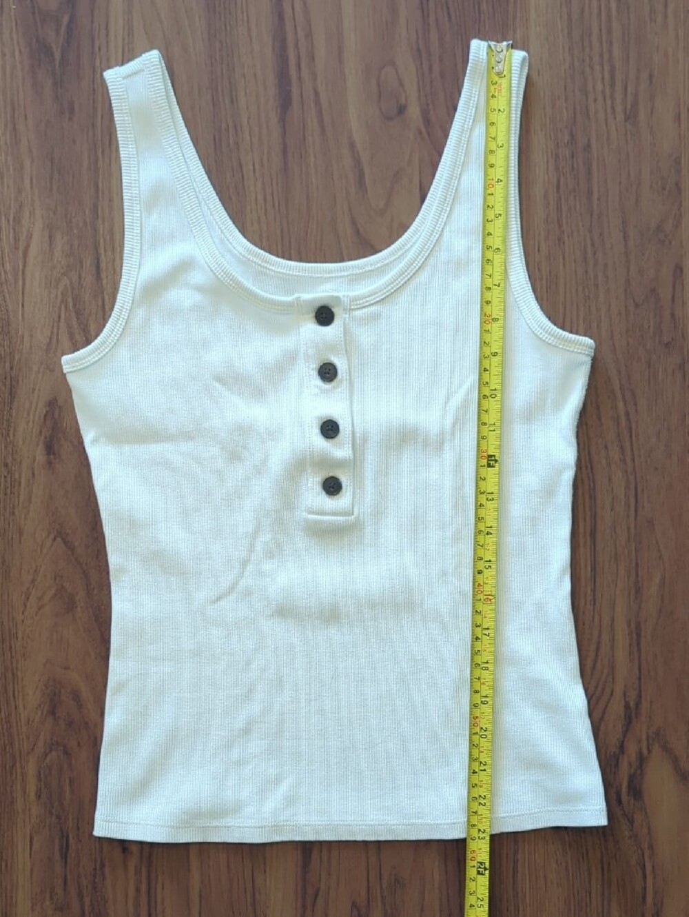 Everlane Cream Ribbed Henley Tank - Picture 6 of 6